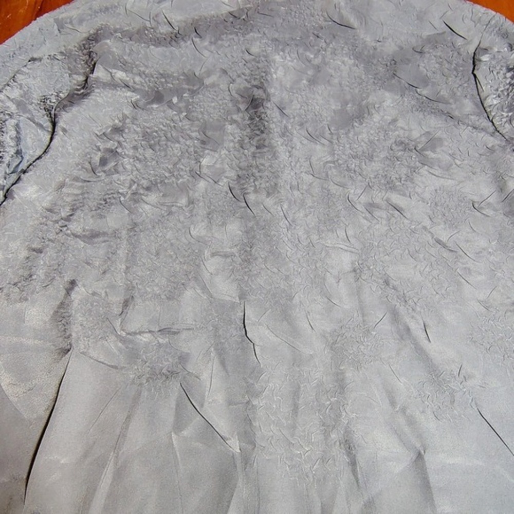 Chicos Textured Crinkle Button Down Blouse Long Sleeve Blue Grey Size 3 Large XL - Picture 8 of 9